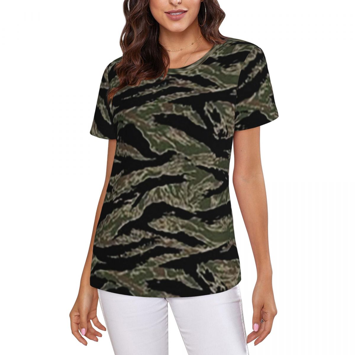 Summer Clothing For 60 Year Old Woman - Tiger Stripe Camouflage Military Camo T-Shirt