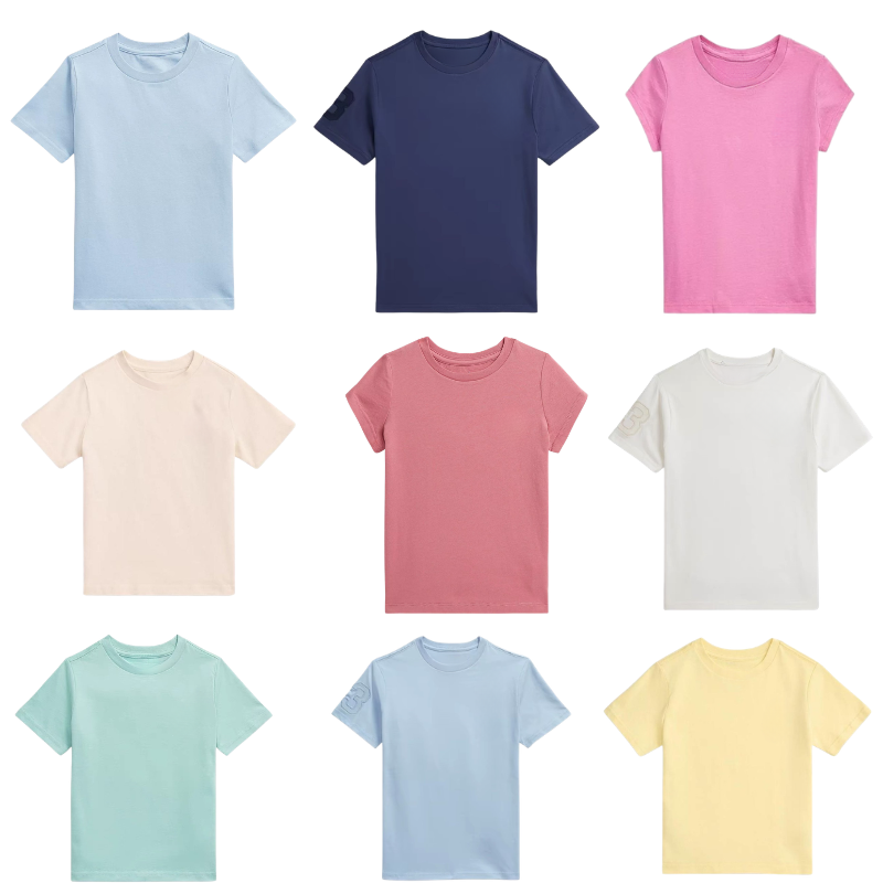 Summer Clothing Options - Kids Breathable Cotton T-Shirt, Boys Girls