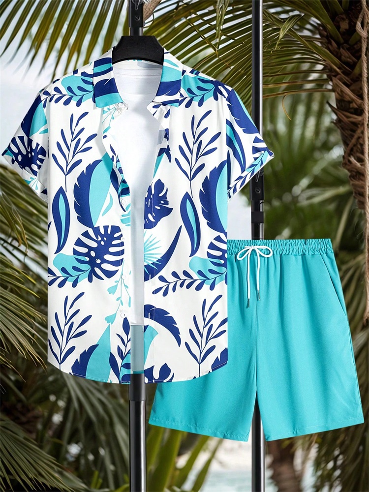 Summer Clothing Trends - Men's Short-sleeved Shirt Set Artistic And