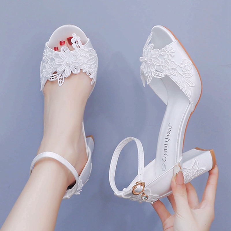 Summer Clothing On Sale - Women White Silk High Heels Summer
