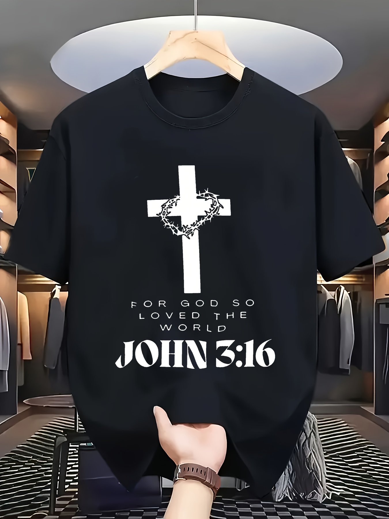 Summer Clothing Material - Men's Casual Short-sleeved T-shirt with Scripture
