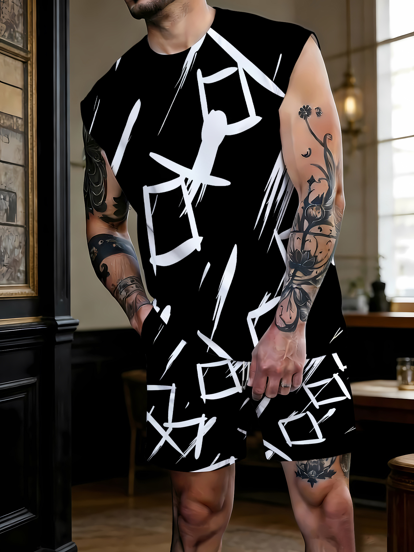 Summer Outdoor Clothing - Men's Compression Tank Top and Shorts