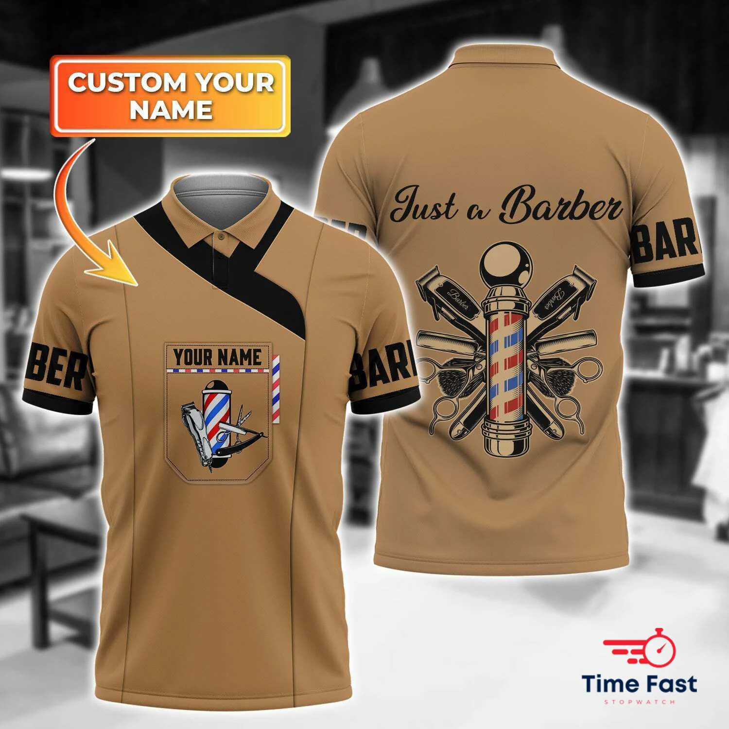 Summer Clothing Name - 2025 Barber Short Sleeve Polo Shirts