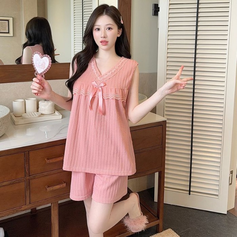 Summer Cloth - Plus Size Korean Sweet Pajamas Set