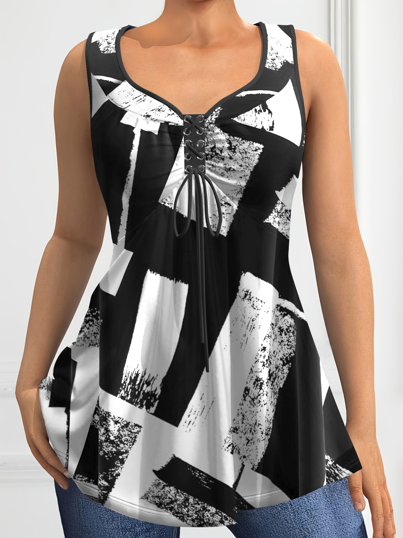 Summer Upf Clothing - Women's Plus Size Tank Top Colorblock