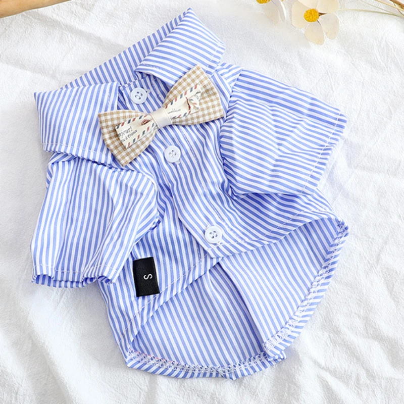 Summer Dog Clothing - Pet Dog Clothes Bowknot Striped Shirts