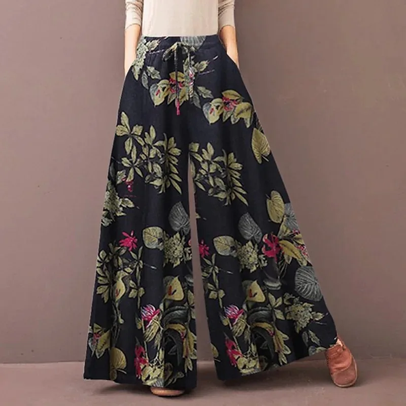 Palazzo Pant Wide - Boho Floral Wide Leg Pants Women