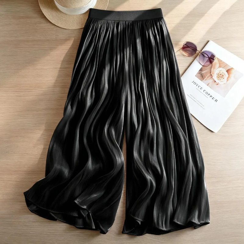 Palazzo Pant Wide - Women's High Waist Satin Wide Leg