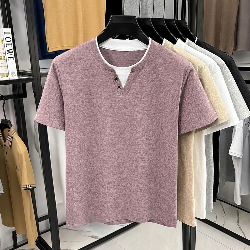 Summer Clothing Trends - Men's Minimalist Henley Neck T Shirt