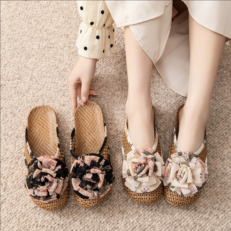 Summer Cloth - Summer Rattan Floor Slippers For Home