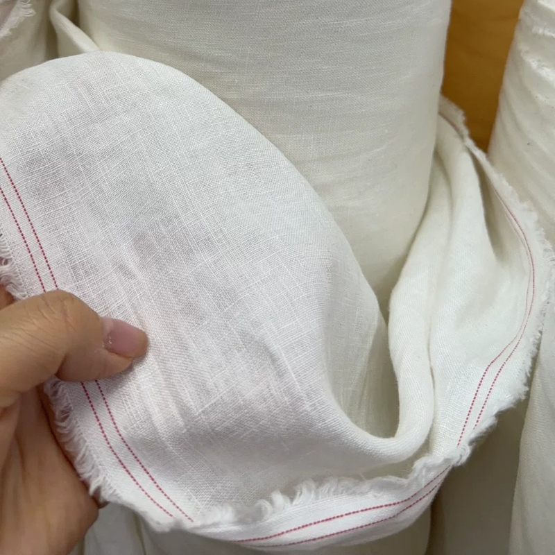 Summer Clothing Material - White Pure Flax Fabric Soft Breathable
