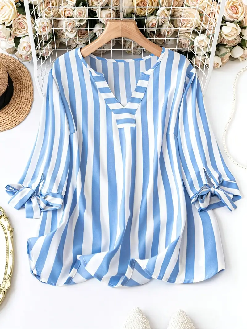 Summer Upf Clothing - Plus Size 1XL-5XL Women's Casual Striped