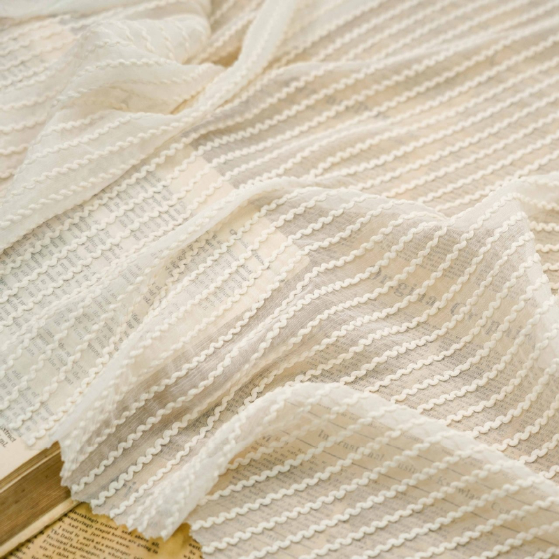Summer Clothing Material - Spring Summer Multicolor Striped Chiffon Embroidered