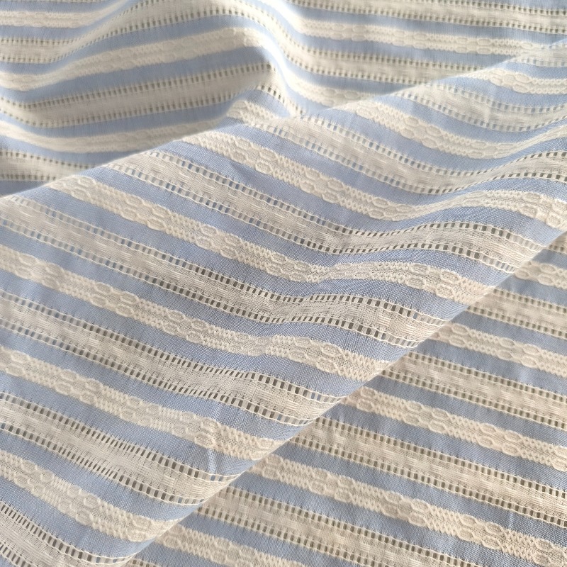 Summer Clothing Material - Korean Style Striped Openwork 100% Cotton