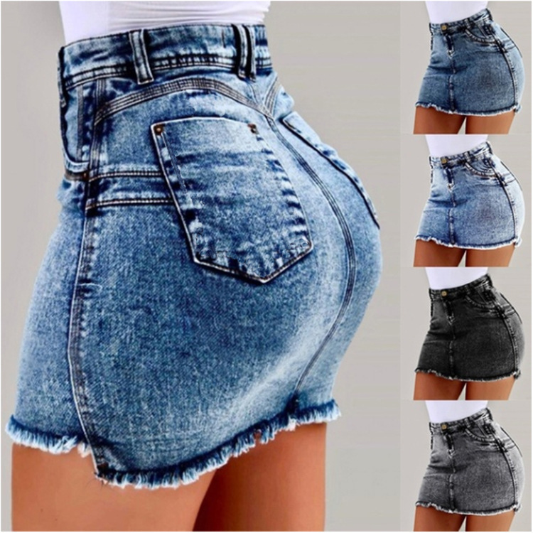 Summer Clothing Options - New High-waisted Rough-edged Hip-wrapped Denim Short