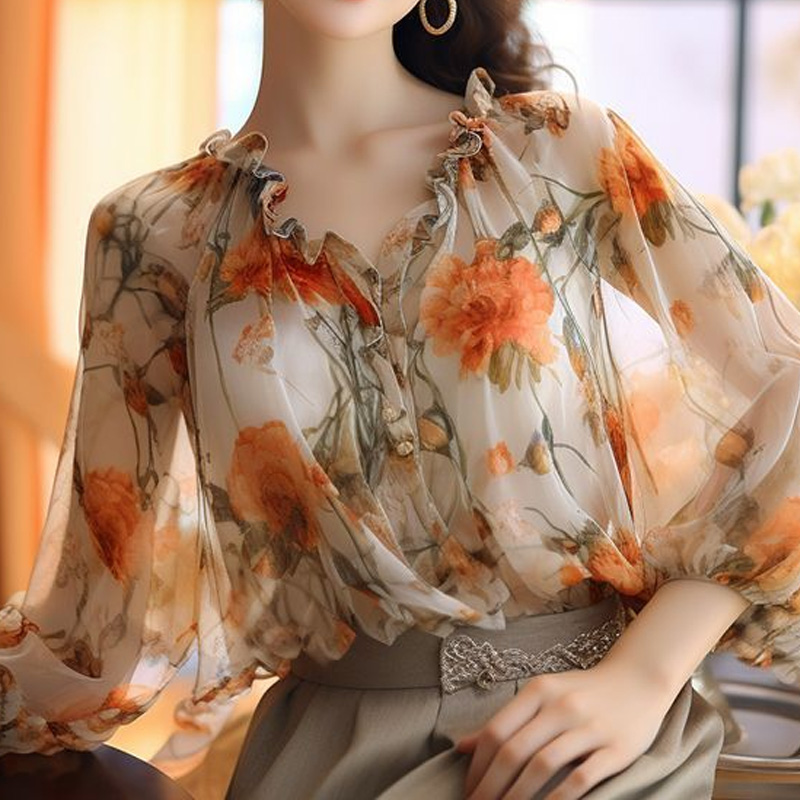 Summer Clothing Young Women - 2024 Floral Tops Sweet Ladies Printing