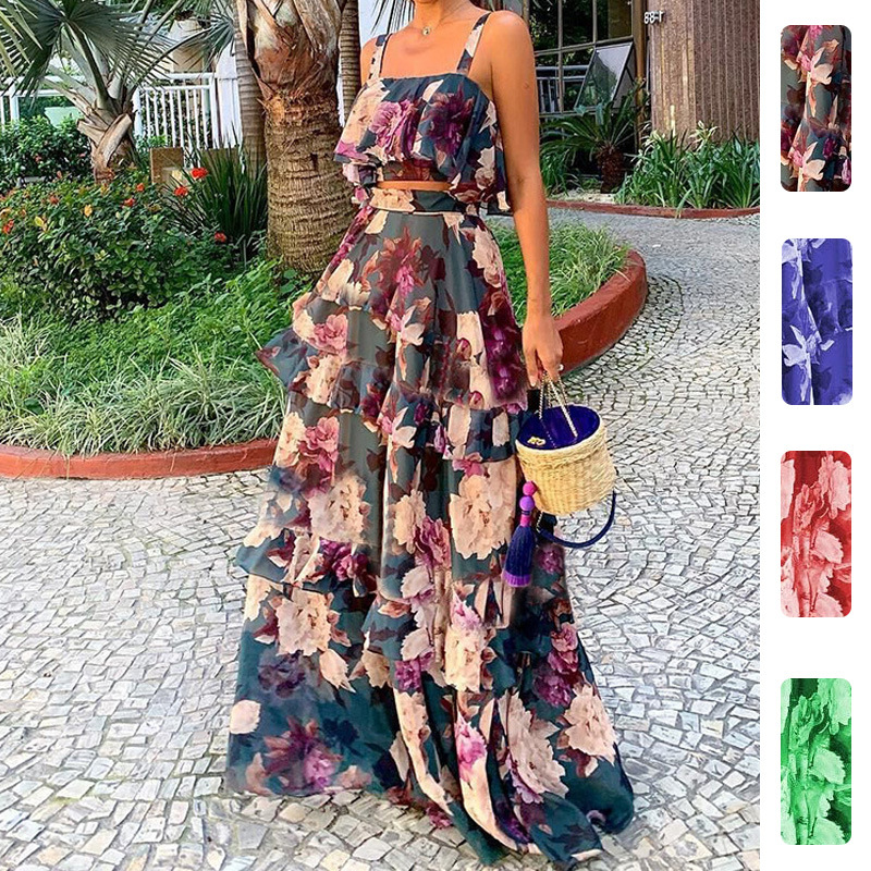 Women's Two Piece Outfits Flor - Summer Clothing Bundle avaliação e preço