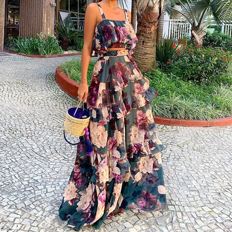 Women's Two Piece Outfits Flor - Summer Clothing Bundle avaliação e preço