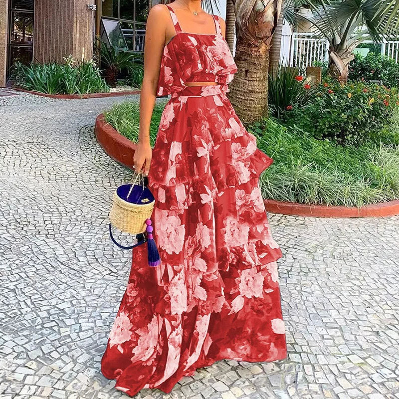 Women's Two Piece Outfits Flor - Summer Clothing Bundle avaliação e preço