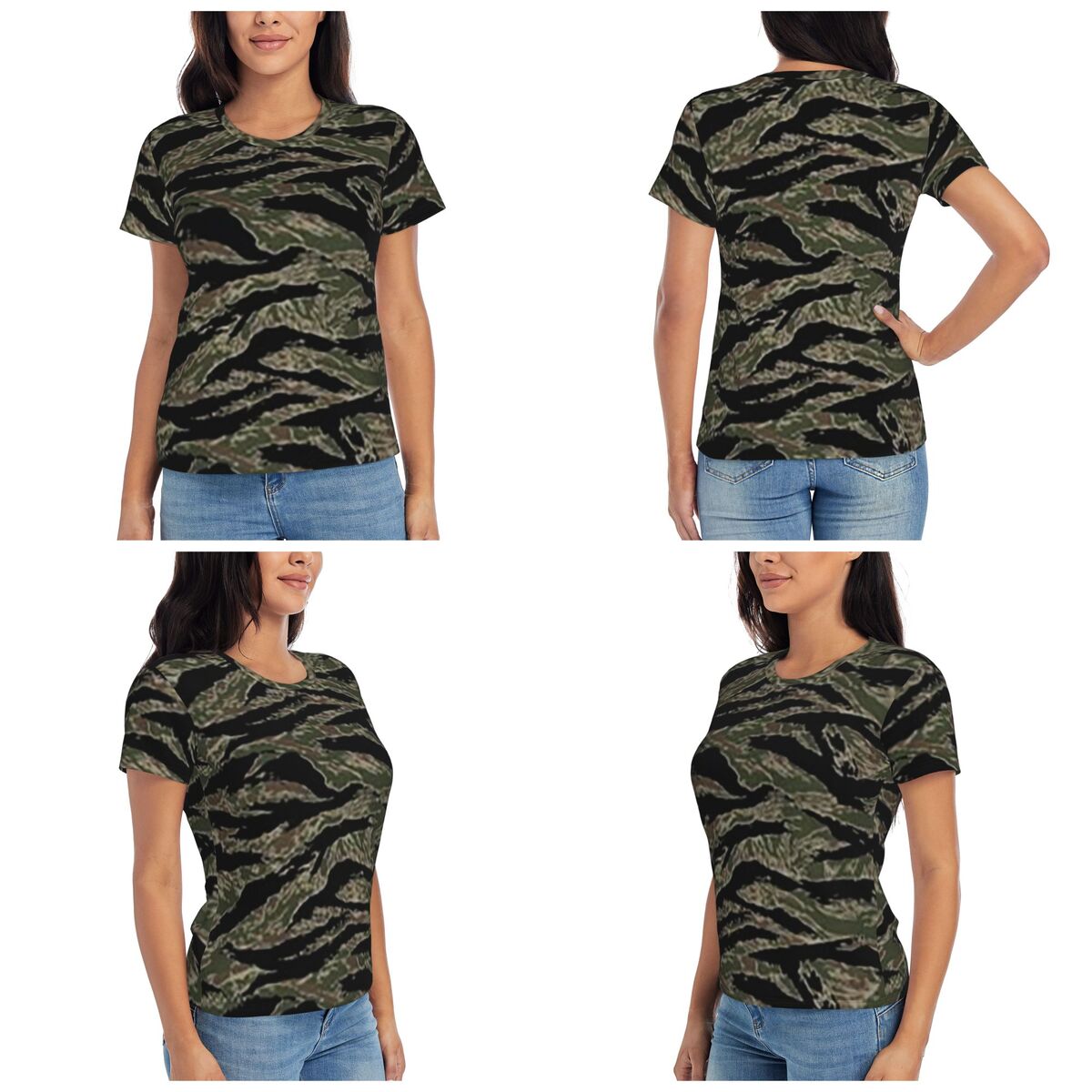 Tiger Stripe Camouflage Milita - Summer Clothing For 60 Year Old Woman avaliação e preço