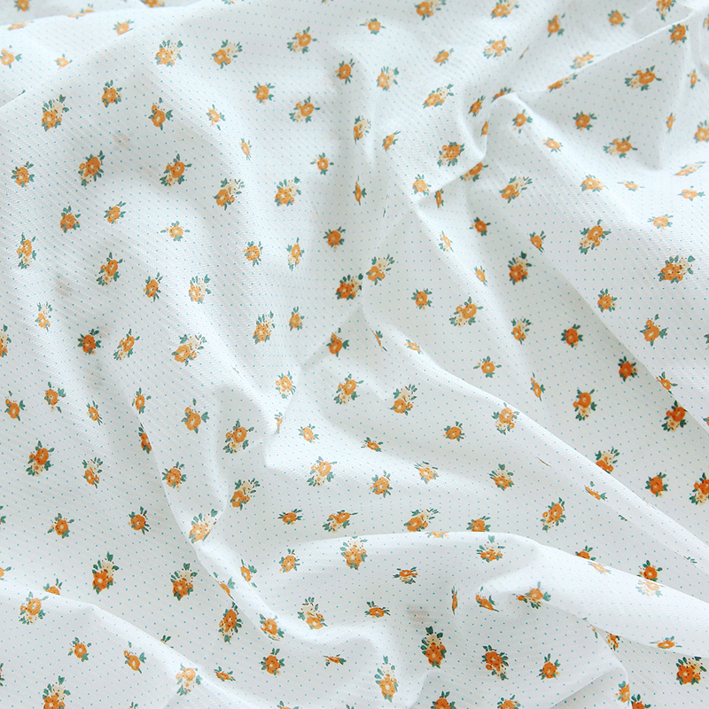 Orange Floral Print Embroidere - Summer Clothing Material avaliação e preço
