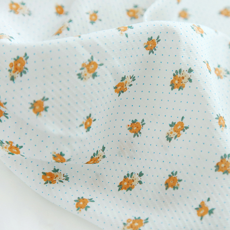 Orange Floral Print Embroidere - Summer Clothing Material avaliação e preço