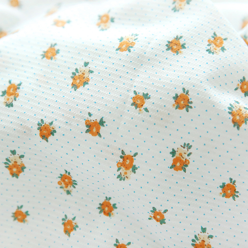 Orange Floral Print Embroidere - Summer Clothing Material avaliação e preço