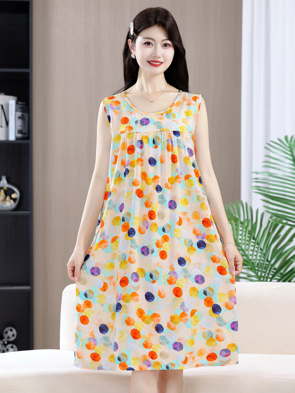 Ladies Cotton Silk Sleeveless  - Summer Clothing For 60 Year Old Woman avaliação e preço
