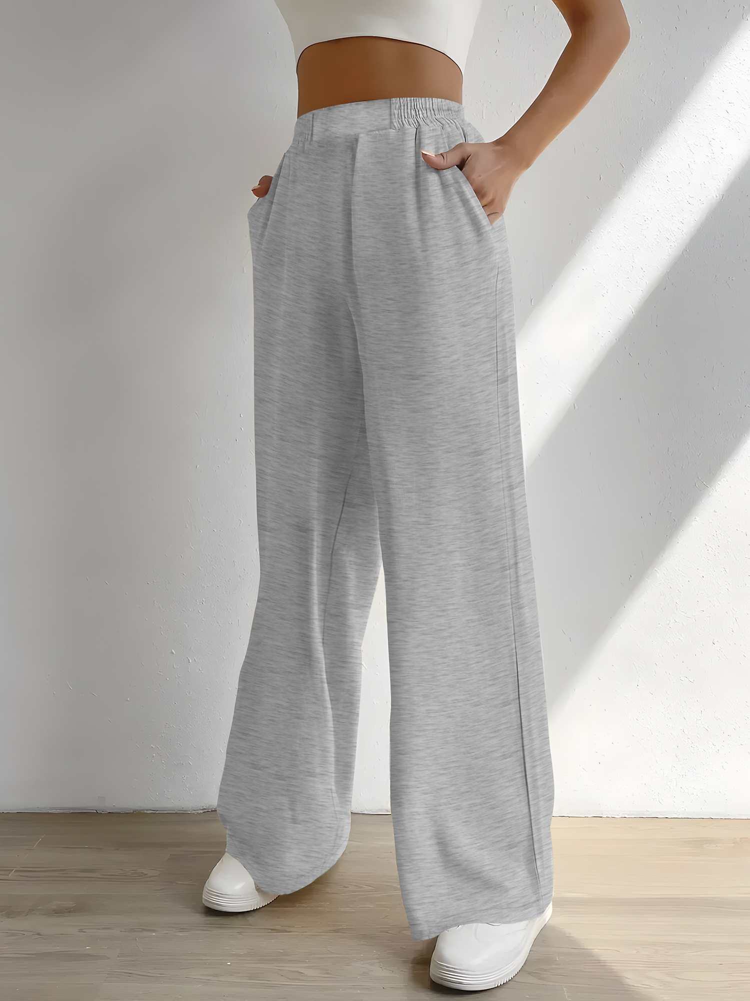 Ruched Elastic High Waist Drap - Palazzo Pant Wide avaliação e preço