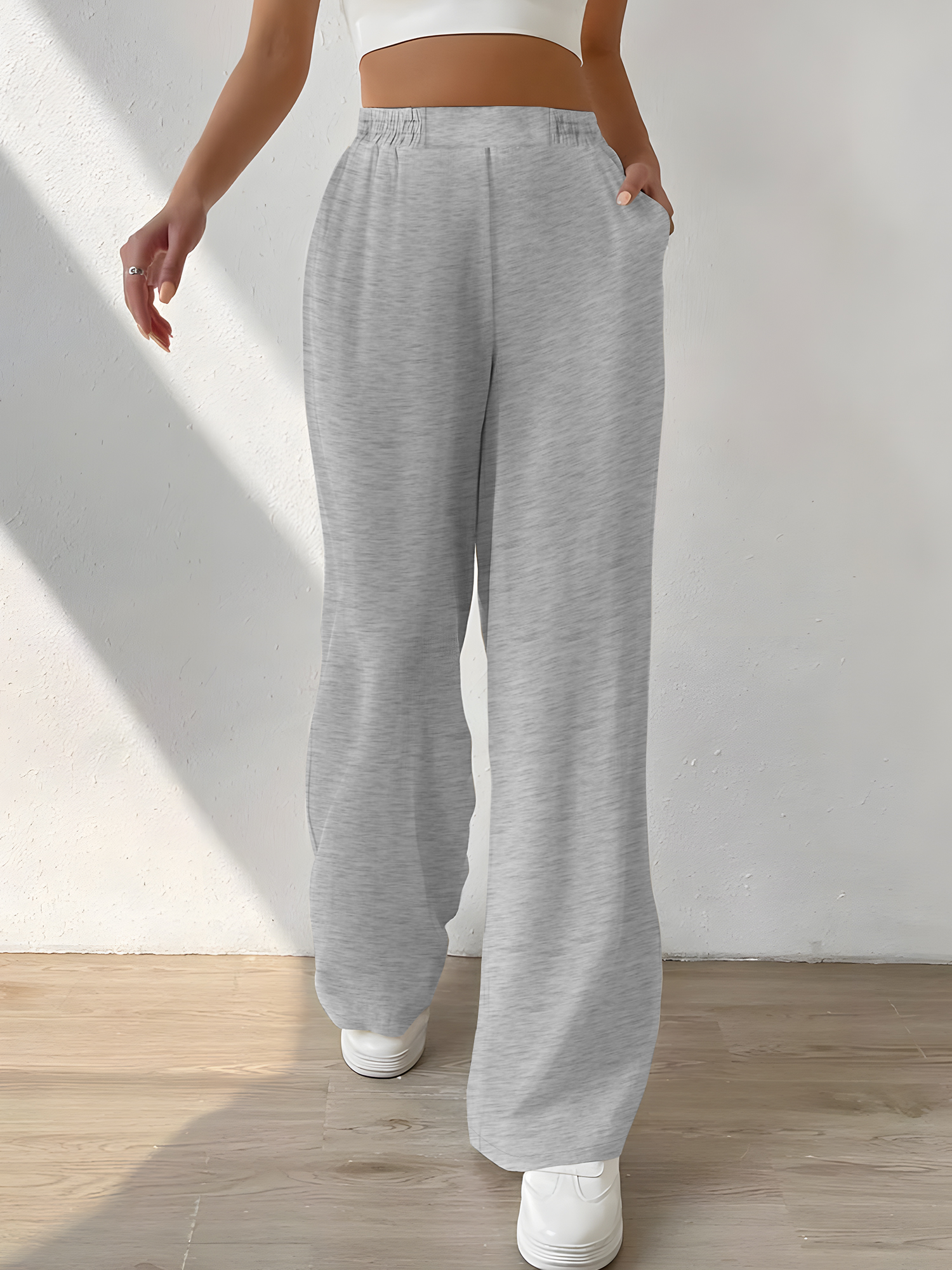Ruched Elastic High Waist Drap - Palazzo Pant Wide avaliação e preço