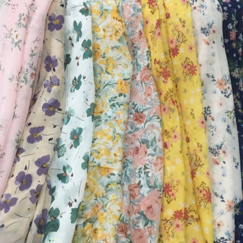 2/3m Floral Print Chiffon Fabr - Summer Clothing Material avaliação e preço