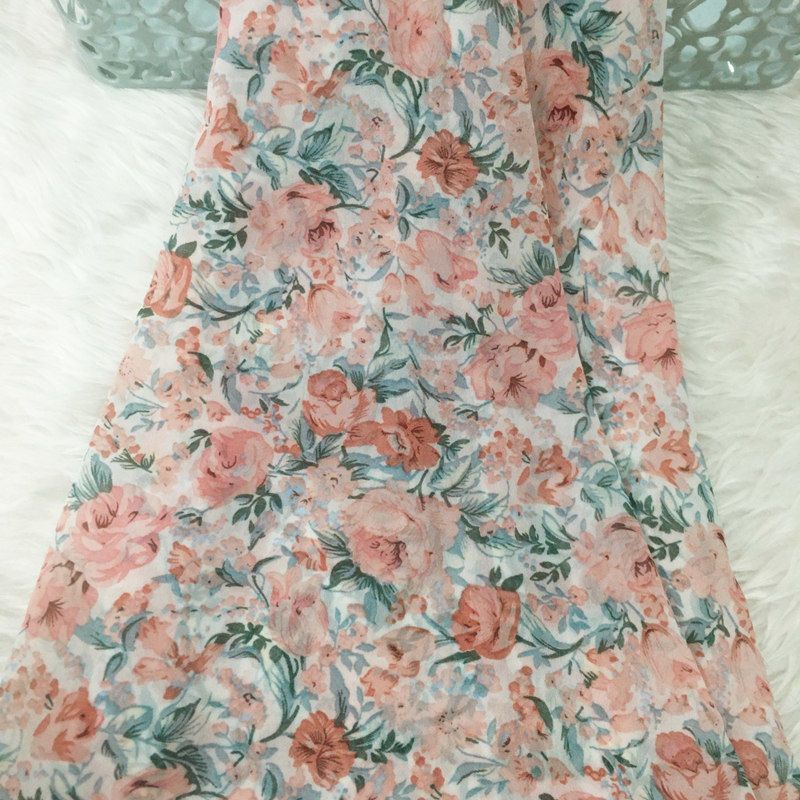 2/3m Floral Print Chiffon Fabr - Summer Clothing Material avaliação e preço