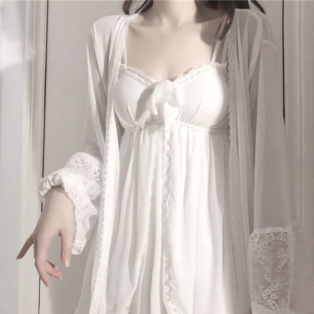 Lace Bowknot Women Pajama Dres - Summer Nights Clothing avaliação e preço