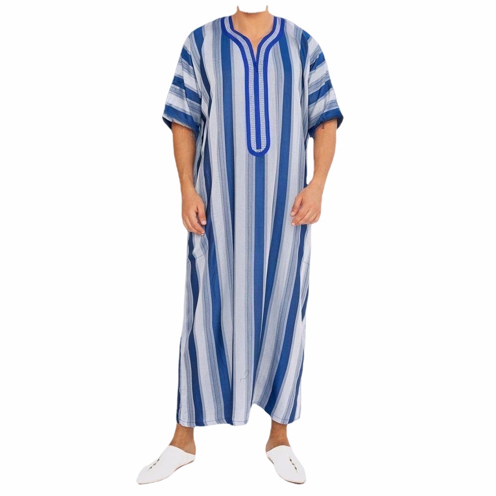 Men's Short Sleeve Long Robe L - Summer Clothing Material avaliação e preço