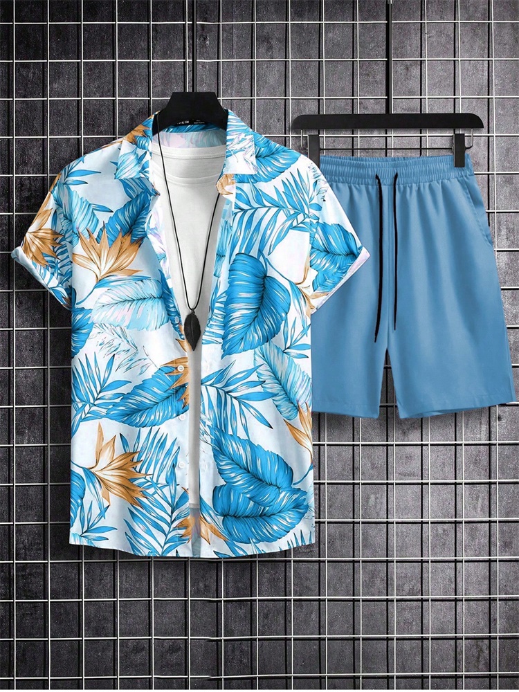 Men's Short-sleeved Shirt Set  - Summer Clothing Trends avaliação e preço