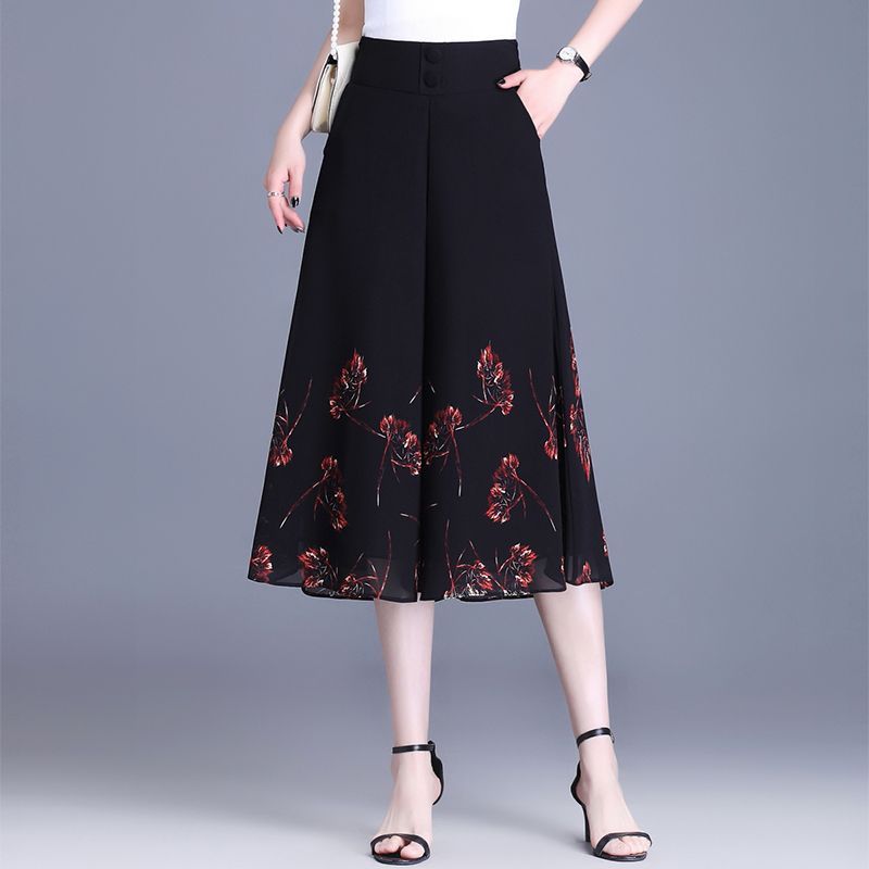 Chiffon Wide Leg Pants Summer  - Summer Clothing For 60 Year Old Woman avaliação e preço
