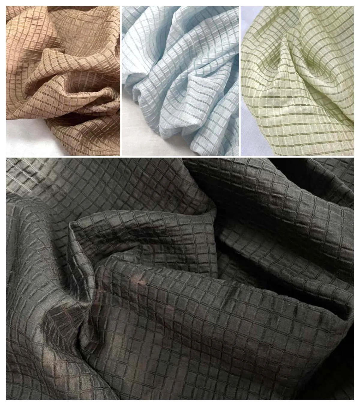 Cream Yellow Checkered Fabric  - Summer Clothing Material avaliação e preço