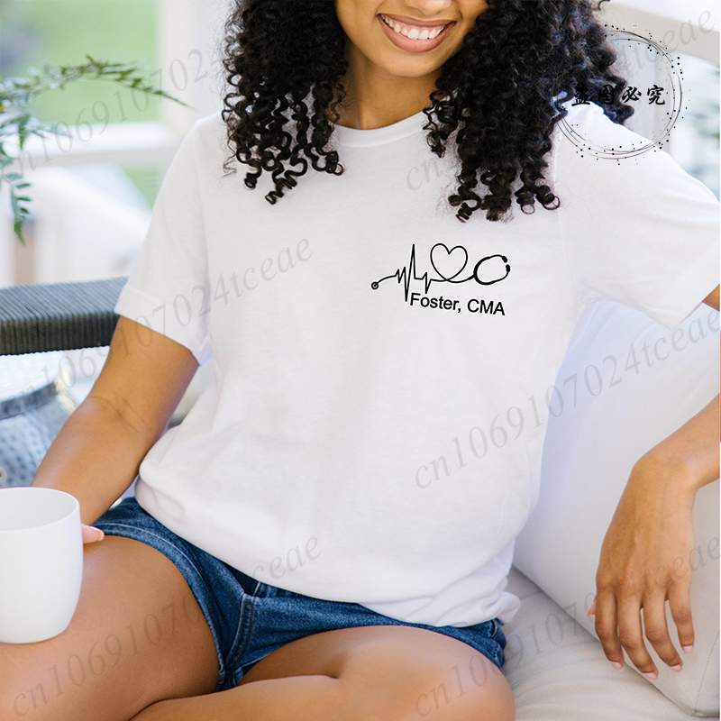 Custom Name Nurse Shirt Stetho - Summer Clothing Name avaliação e preço