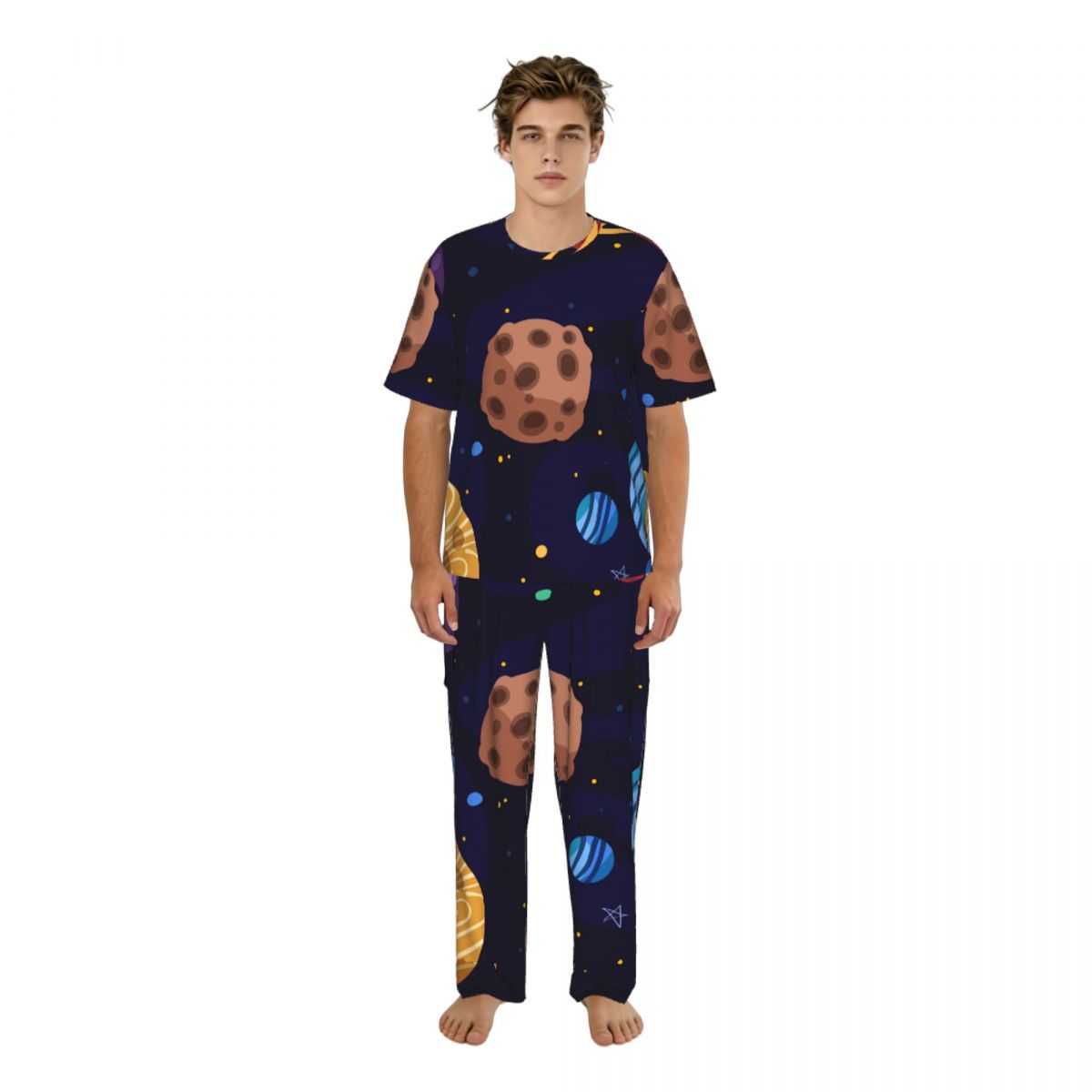 Men Pajamas Suit Short Sleeved - Summer Clothing Cartoon avaliação e preço
