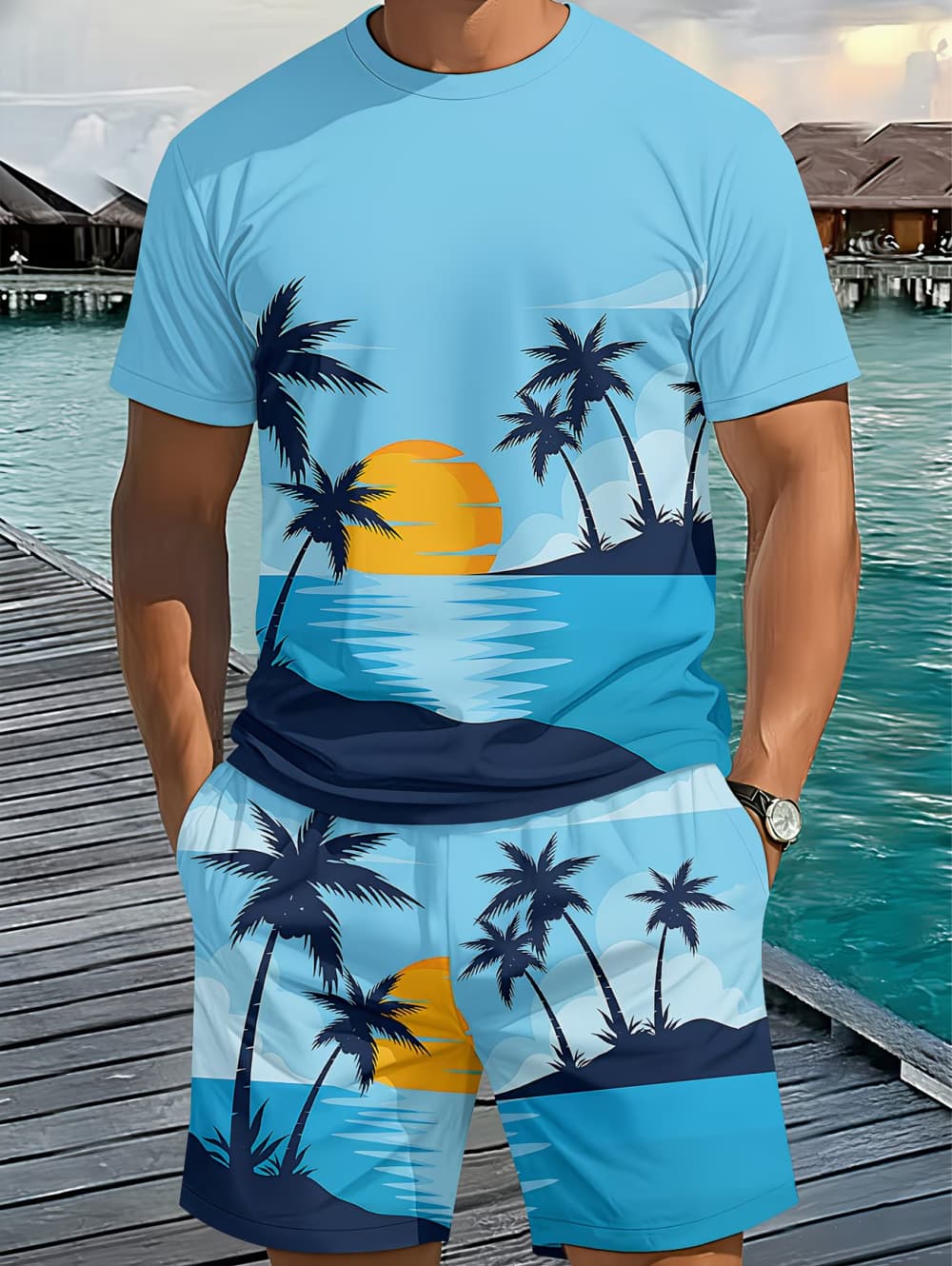 2026 Men's 2 Piece Set Hawaiia - Summer Outdoor Clothing avaliação e preço