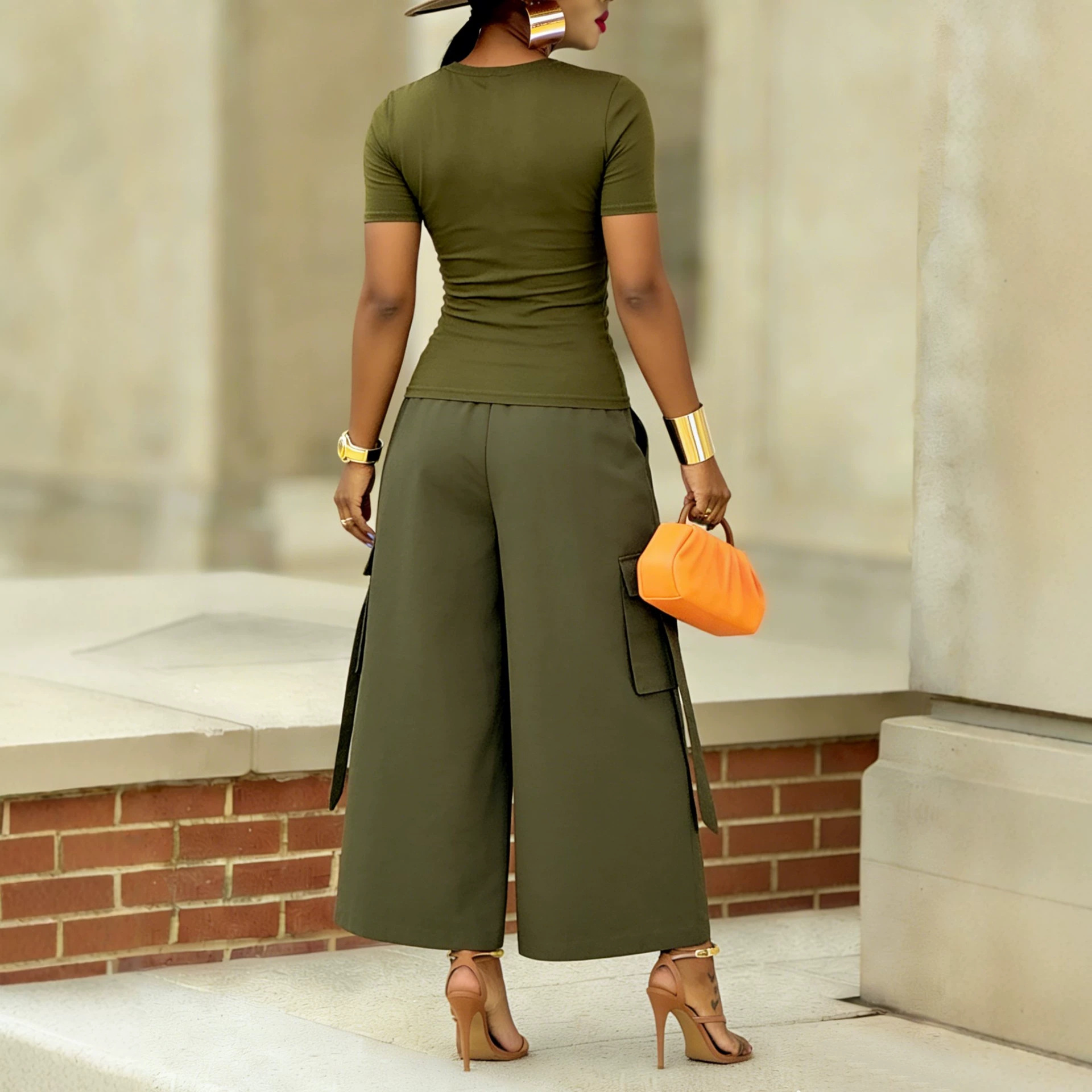 High Waist Cargo Wide Leg Crop - Palazzo Pant Wide avaliação e preço