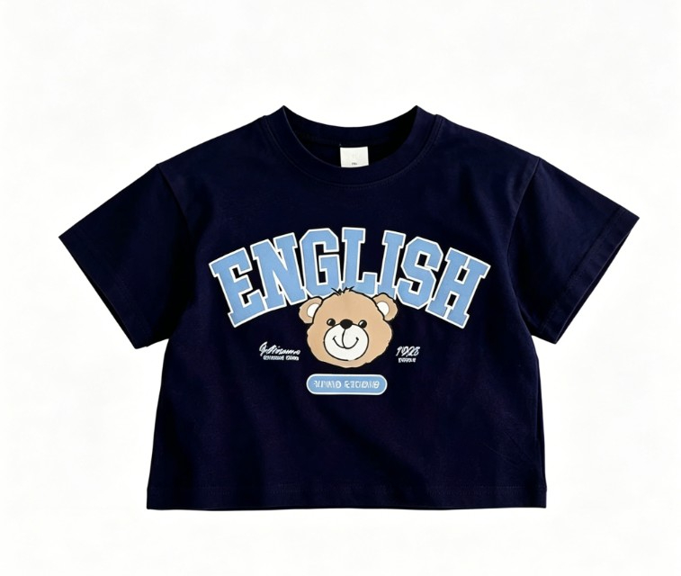 Kids Cute English Bear T Shirt - Summer Clothing Options avaliação e preço