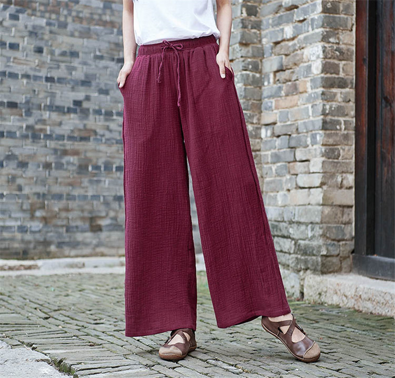 Fashion Lace-up Wide Leg Pants - Palazzo Pant Wide avaliação e preço