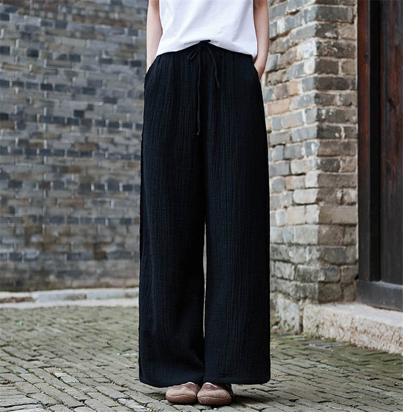 Fashion Lace-up Wide Leg Pants - Palazzo Pant Wide avaliação e preço