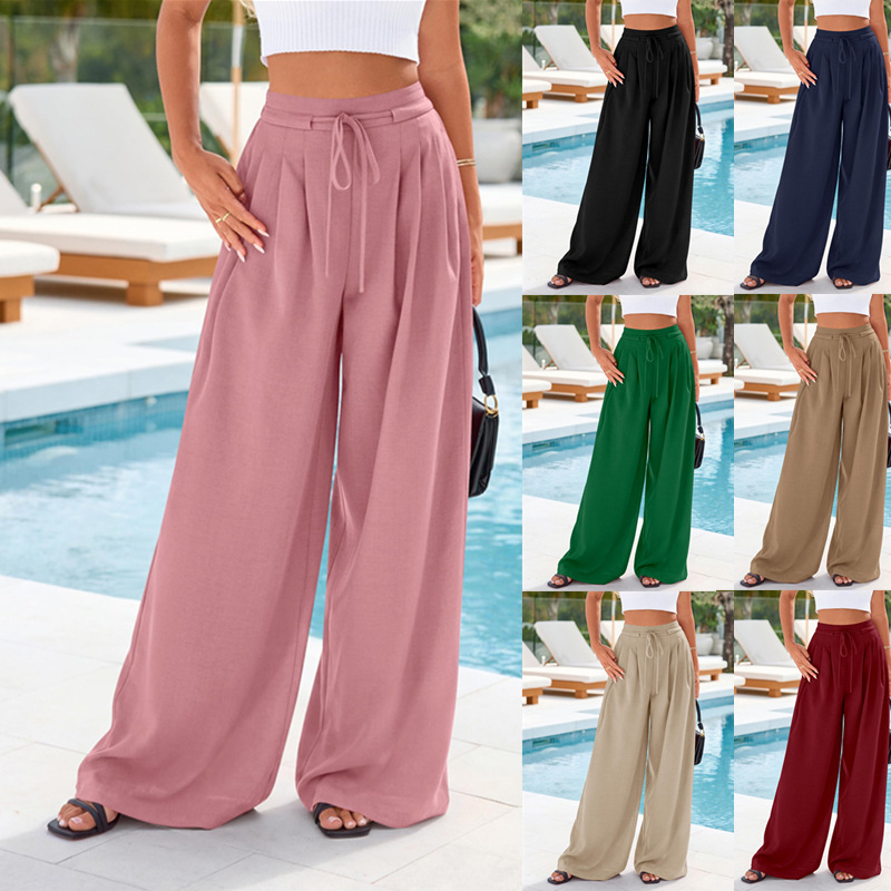 Women High Waist Drawstring Wi - Palazzo Pant Wide avaliação e preço