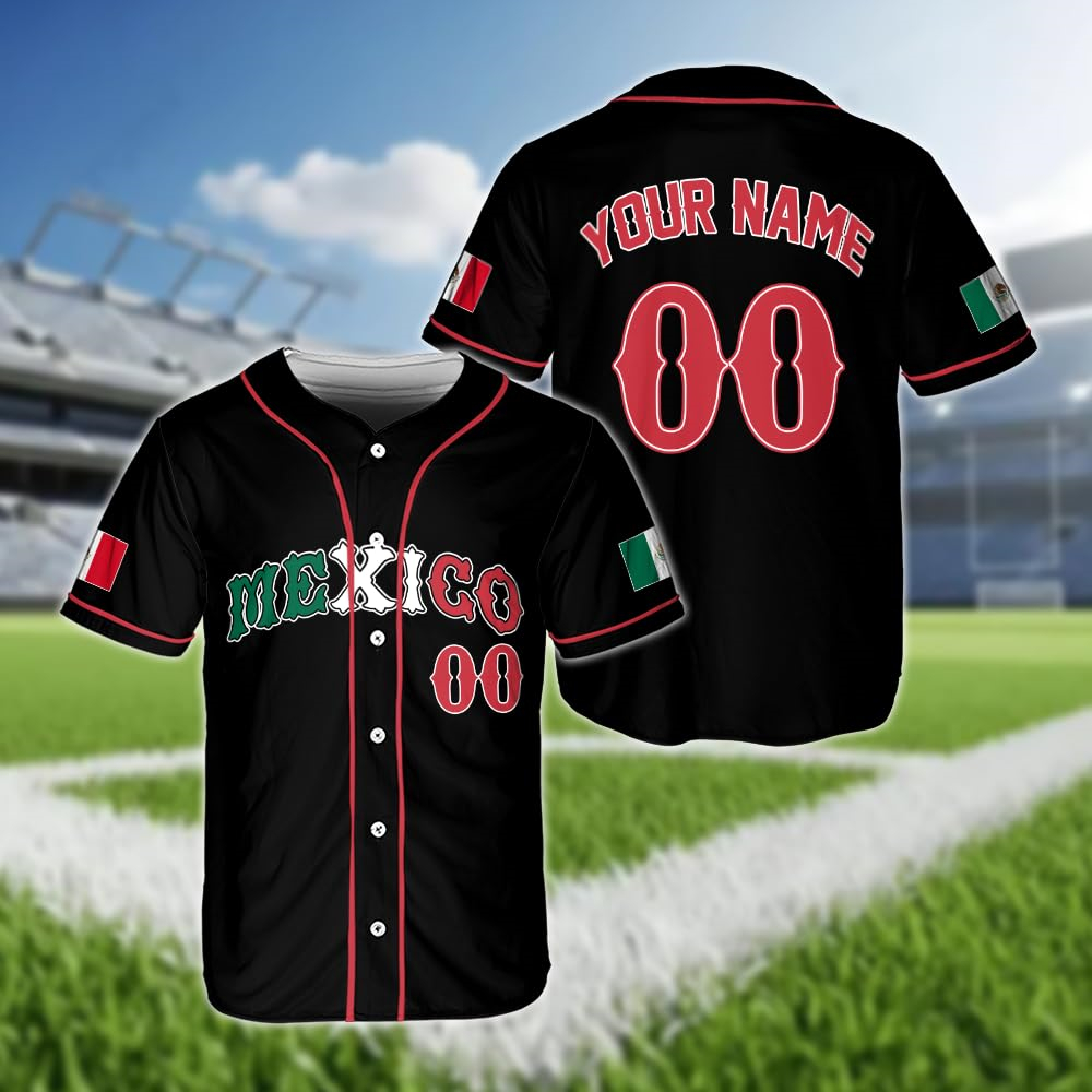 Hot Mexican Flag Baseball Jers - Summer Clothing Name avaliação e preço