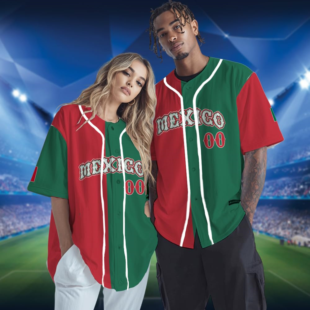 Hot Mexican Flag Baseball Jers - Summer Clothing Name avaliação e preço