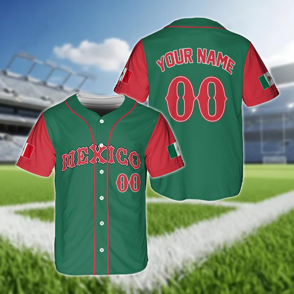 Hot Mexican Flag Baseball Jers - Summer Clothing Name avaliação e preço