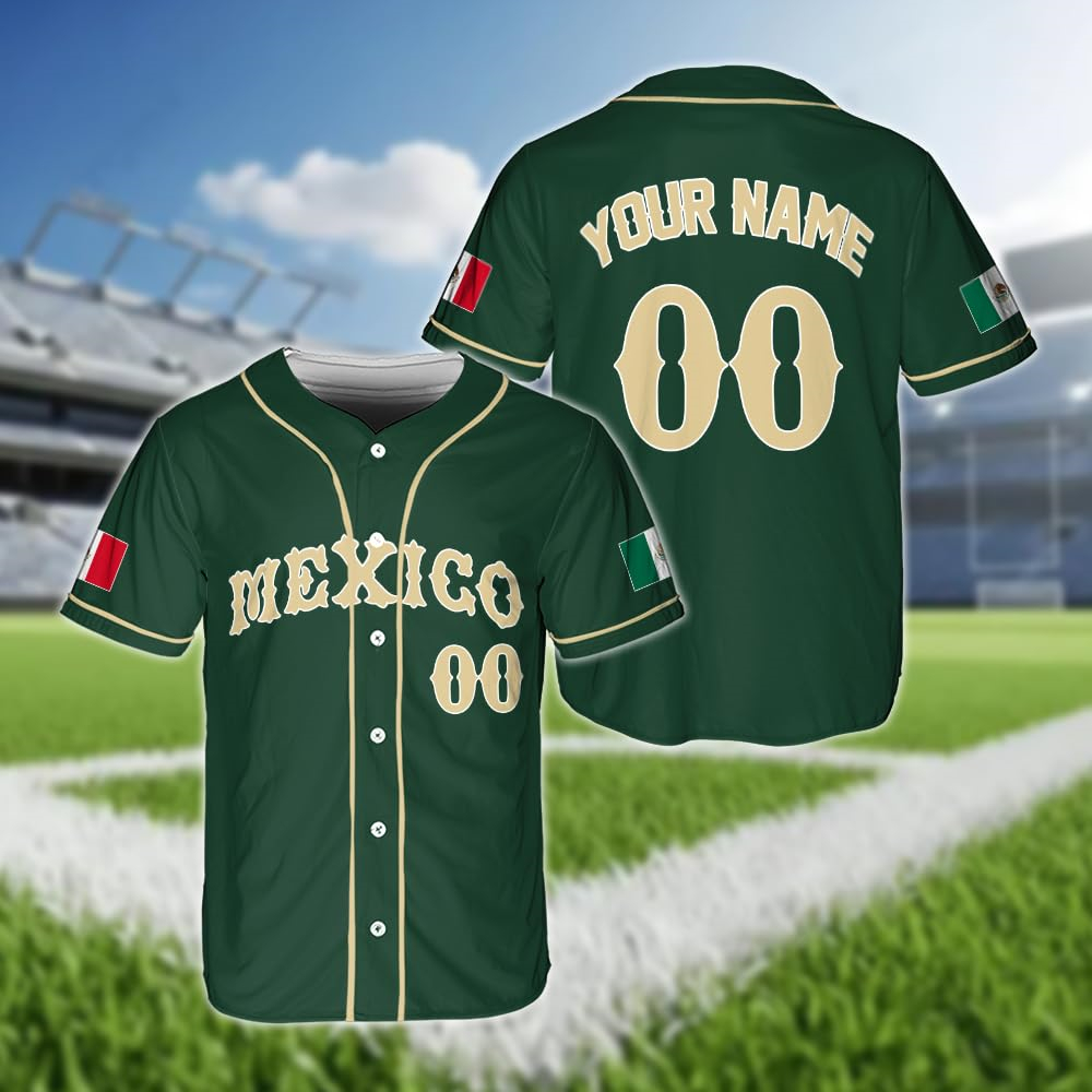 Hot Mexican Flag Baseball Jers - Summer Clothing Name avaliação e preço