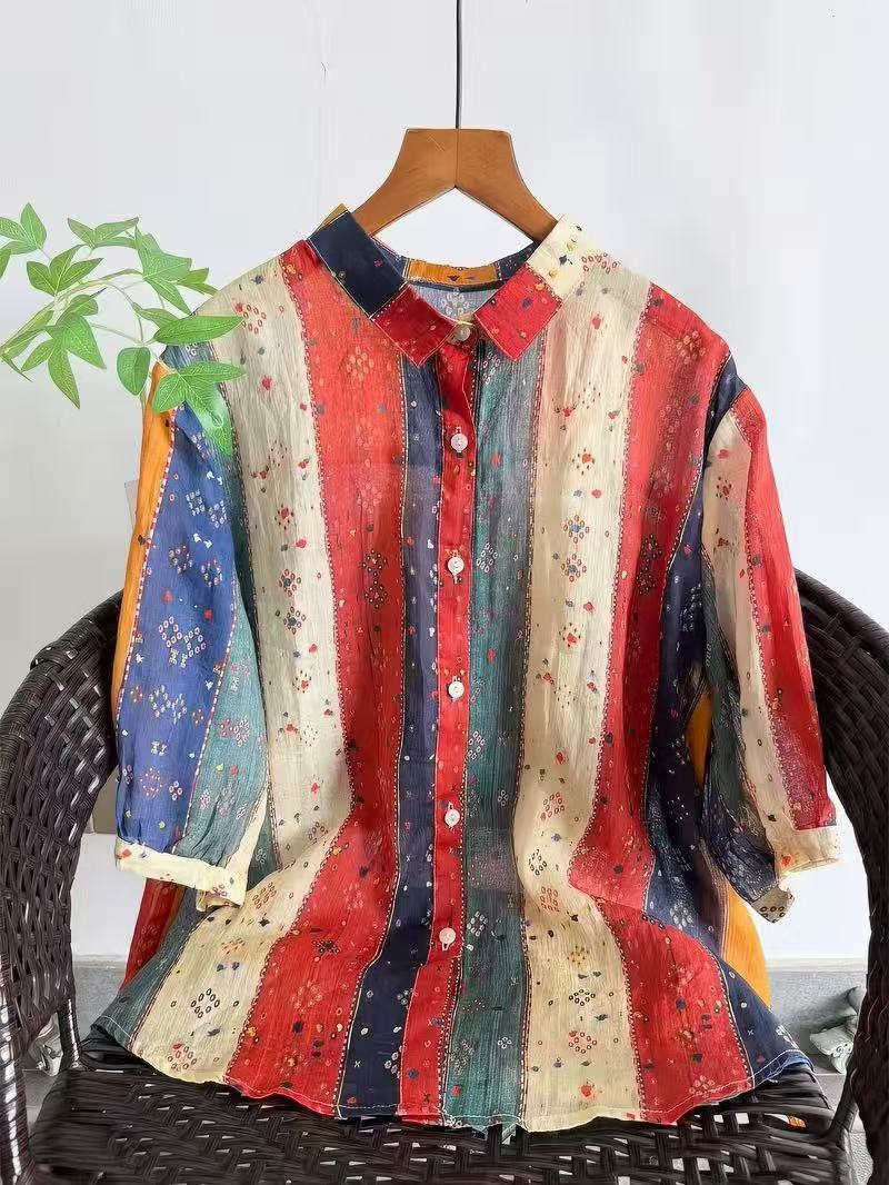 Bohemian 100% Ramie Shirts and - Summer Clothing Japan avaliação e preço